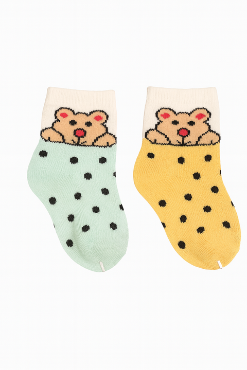 Baby Bear Polka Dot Mismatched Socks