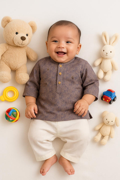 Chocolate Cotton Baby Kurta‑Pajama Set