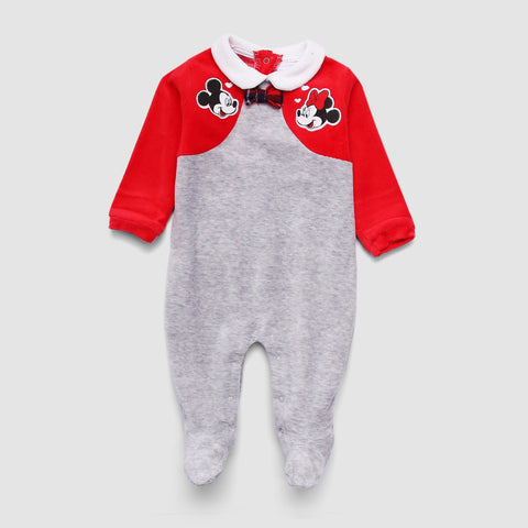 Mickey & Minnie Baby Romper “ Full Sleeves, Red & Grey