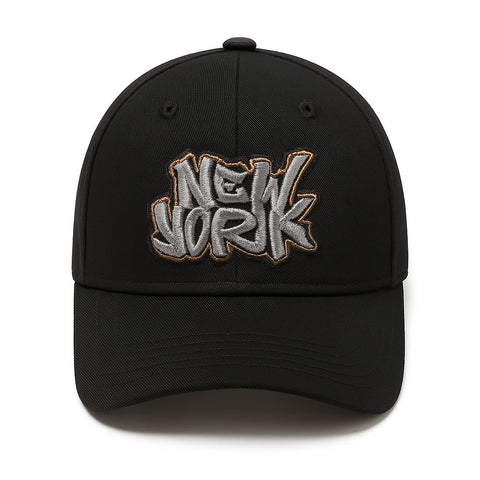 Black Baseball Cap With 'New York' Graffiti Embroidery