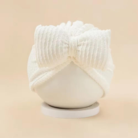 Lvory Ribbed Baby Turban With Bow