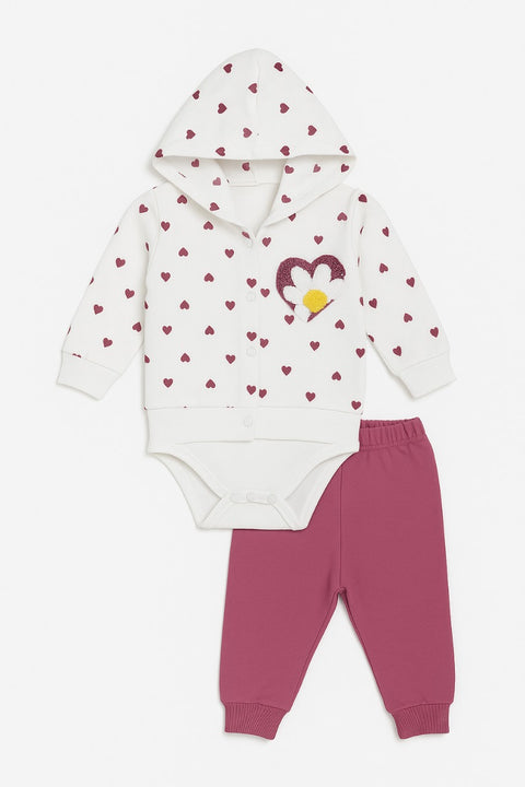 BABY SUIT HEART PRINT 3PCS
