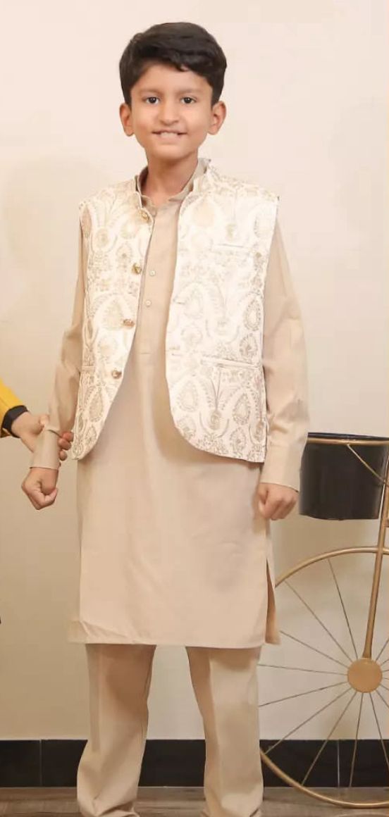 Kurta Shalwar 3 Piece Suit Peter Brown - Chand Tara