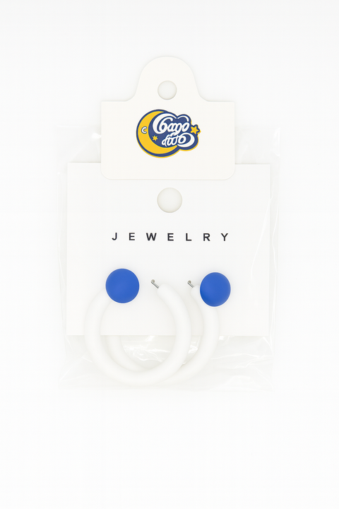 Lue And White Hoop Earrings
