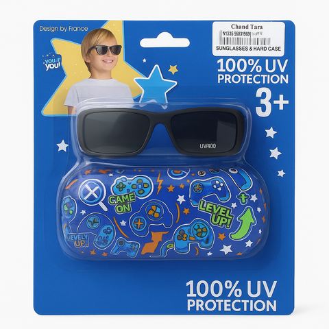 Kids Uv400 Sunglasses With Game-Themed Hard Case