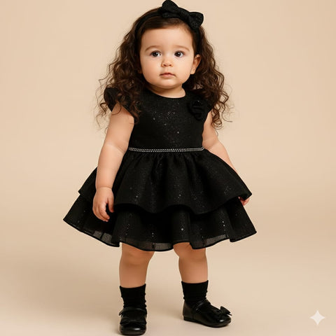 Girls Teal Floral Shimmer Dress