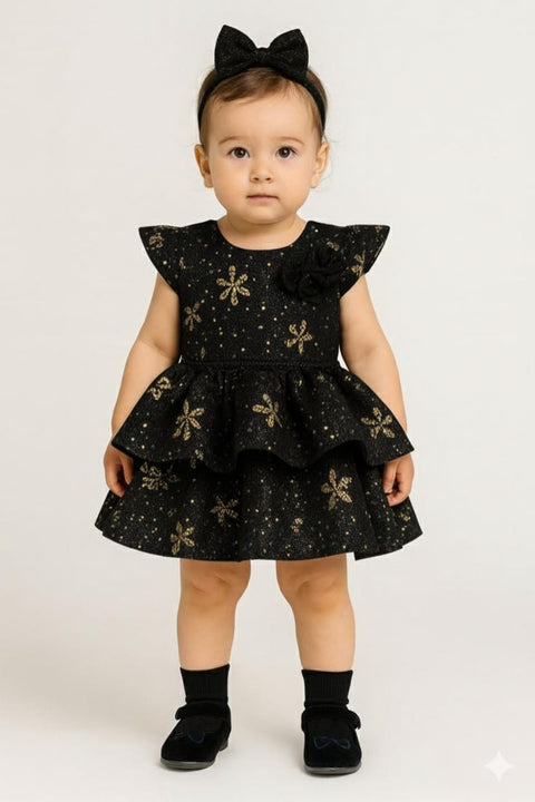 Girls Teal Floral Shimmer Dress