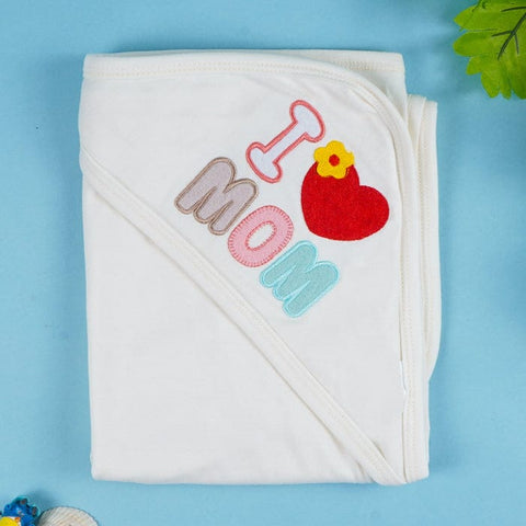 I ¤ϸ� Mom  Embroidered Baby Blanket   Soft Cotton Wrap For Newborns