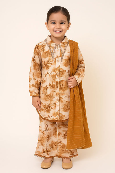Golden Tawny Tie-Dye Kurta & Palazzo Set (Girls)