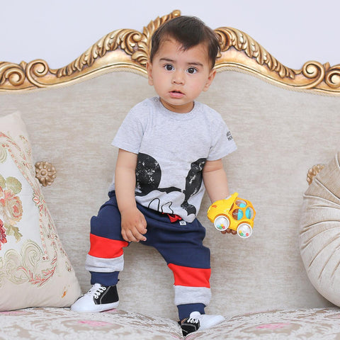Mickey Mouse Graphic T-Shirt & Color Blue Jogger Set
