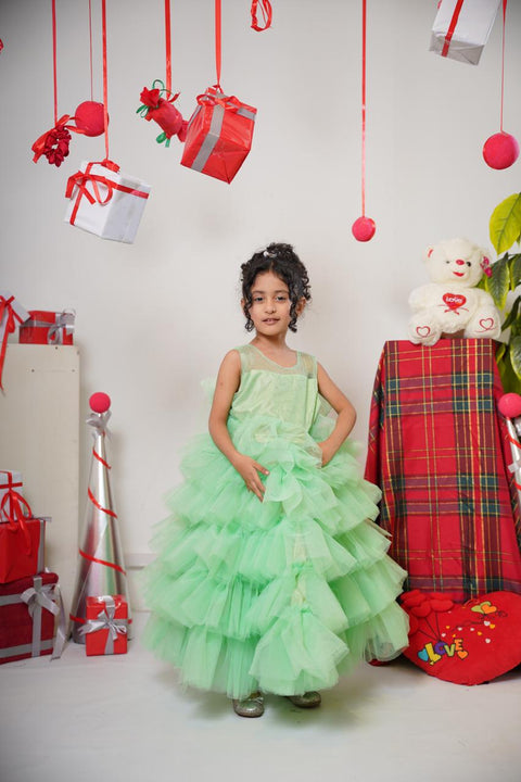 Baby Party Wear Green Frock