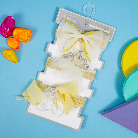 Golden Glow Baby Girl Headband Set “ 3-Piece Crown & Bow