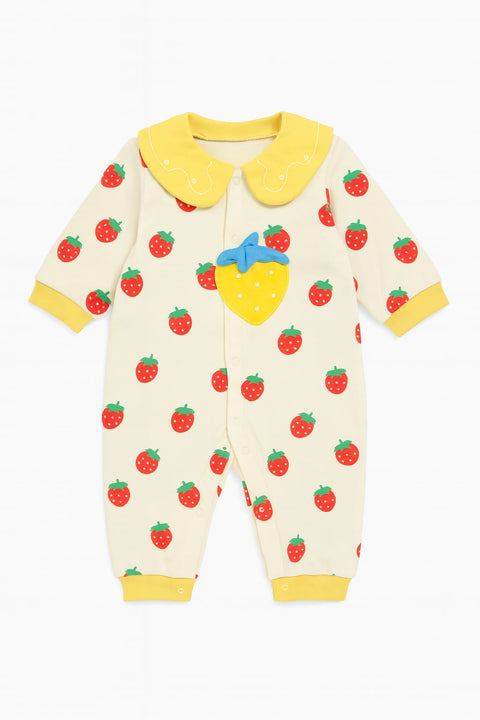 Strawberry Printed Fleece Romper