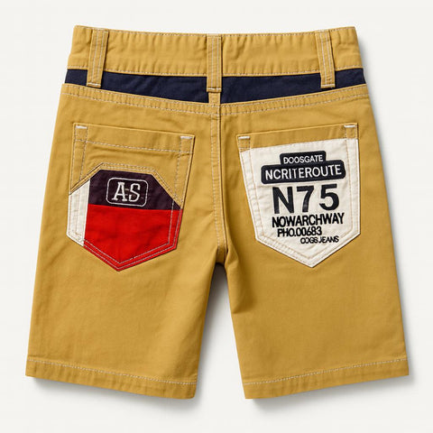 Boys' Shorts With Contrast Back Pocket Patches & Graphic Print