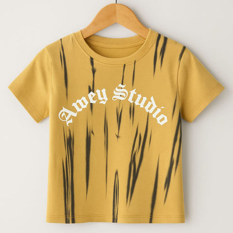 Boys’ Tie-Dye Awey Studio T-Shirt Œ Mustard Black Splash
