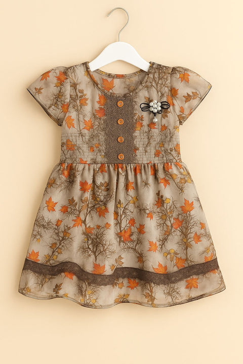 Button Frock With Leaves