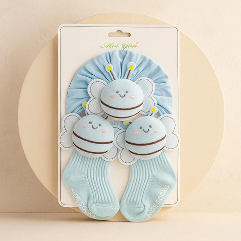 Soft Plush Bee Baby Socks and Headband Gift Set