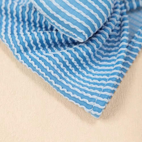 Sky Blue Ribbed Baby Turban With Bow