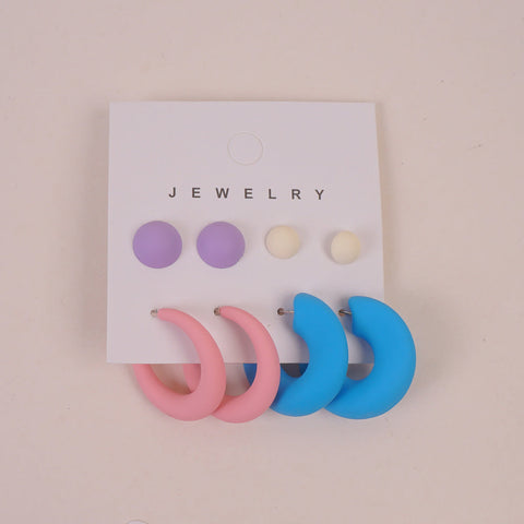 Pastel Pink Blue Lilac & Cream Earring Set