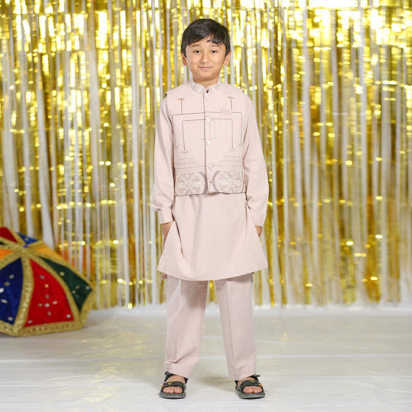 Boys Embroidered 3 Piece Suit - Chand Tara