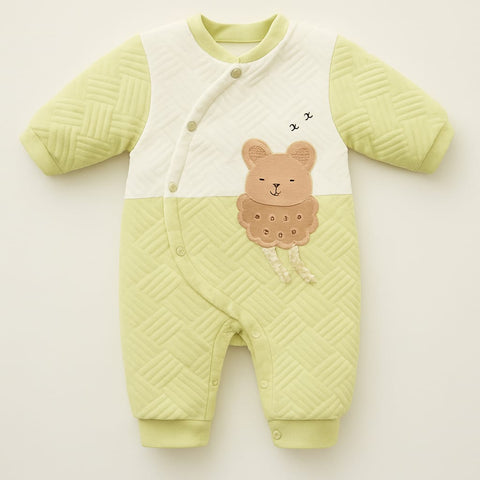Side Button Cat Baby Romper