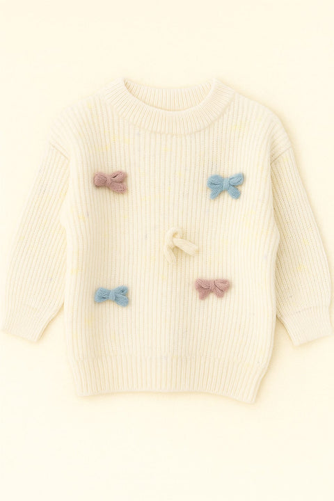 Bow Charm Off-White Wool Jersey