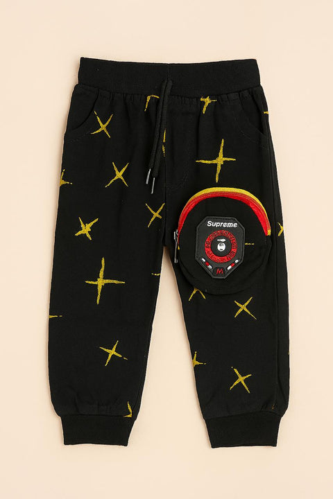 Starburst Jogger Pants With Utility Pouch “ Boys’ Casual Black Bottoms