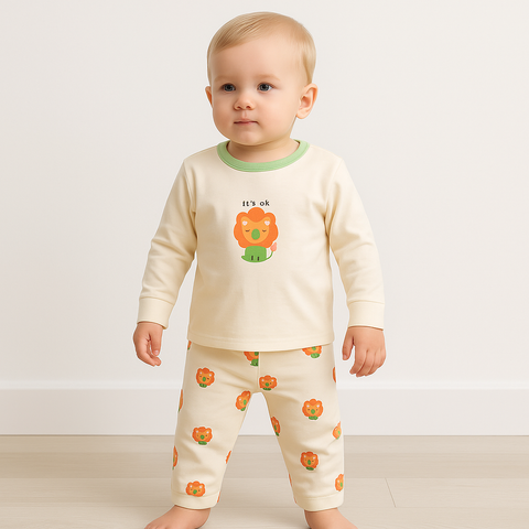 CUTE BEAR PRINTED 2PCS SUIT