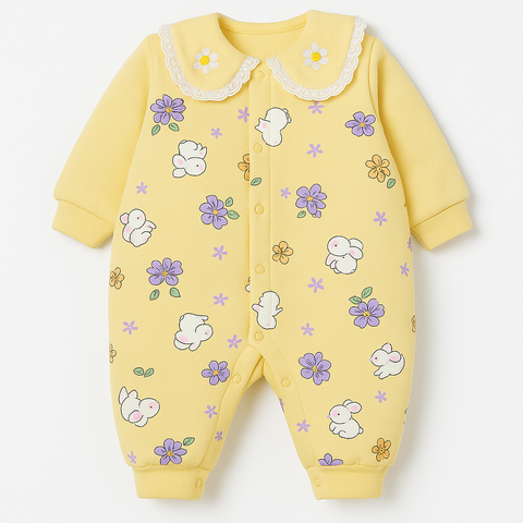 Newborn Warm Yellow Romper with Collar