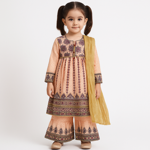 Girls Embroidered Lawn Suit 3 Pieces