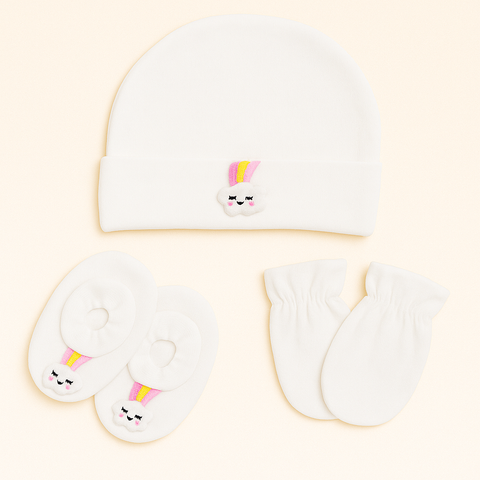 An Baby White Cap Set