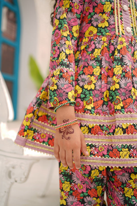 Floral Embroidered Suit (Multicolor) - Chand Tara
