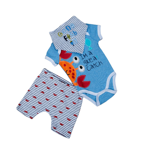 Gone Fish Baby Romper 3 Piece Set