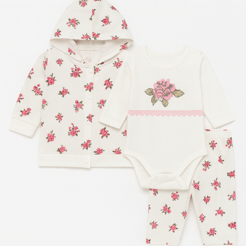 Baby Suit Rose Flower 3-Pcs