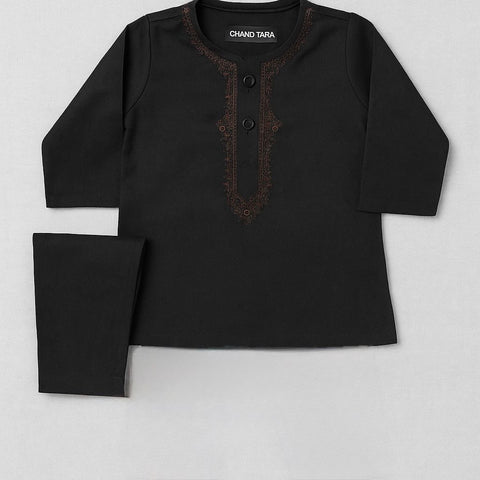Kurta Shalwar Boy Black Embroidered