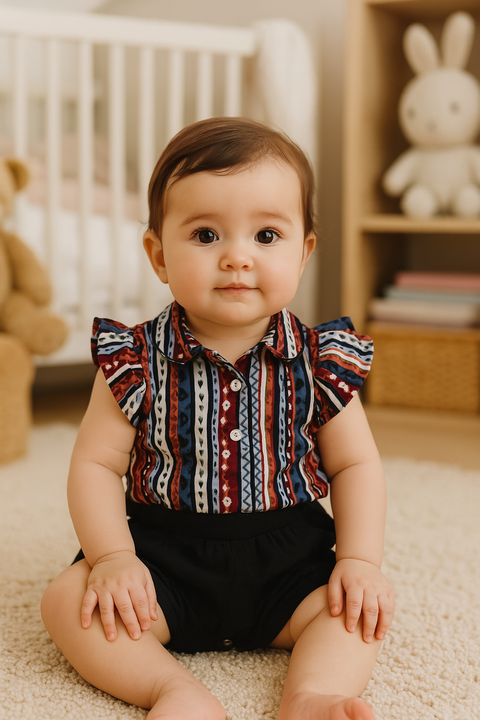 Baby Romper Drawing Side Frill