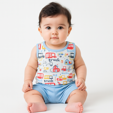 Little Darling Truck Sando Suit Set