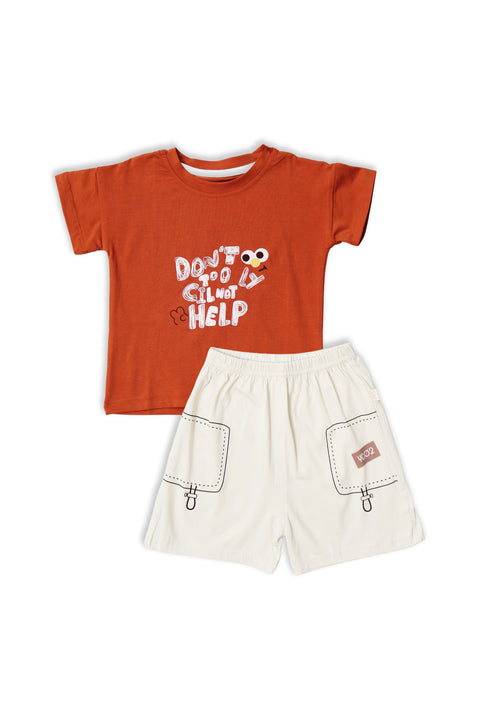 Don'T Too Help T-Shirt & Short Set (Maroon)