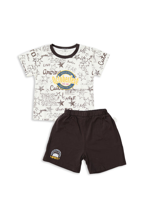 October Fest T-Shirt & Short Set (Black) - Chand Tara