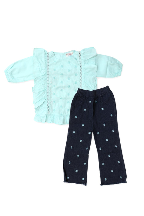 White Lawn Top And Black Trouser