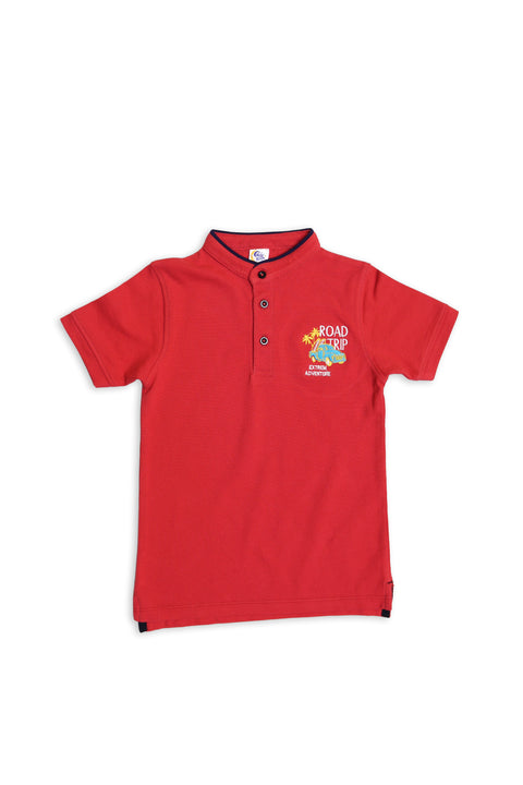 Red Road Trip Polo T-Shirt For Boys