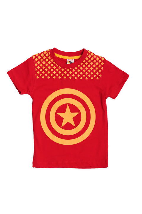 Captain America Style Red T-Shirt For Boys