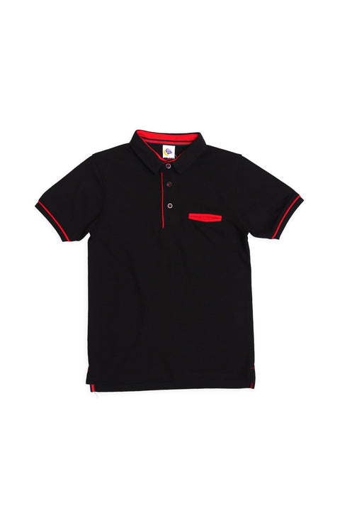Boys Polo Black & Red T-Shirt