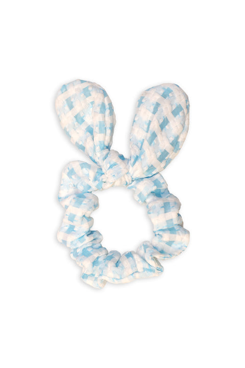 Blueberry Gingham Bunny Ear Scrunchie