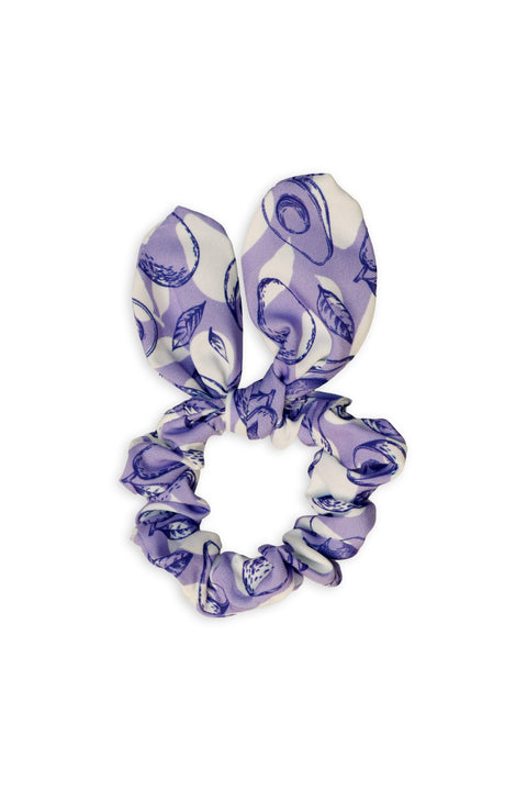 Purple Avocado Bunny Ear Scrunchie