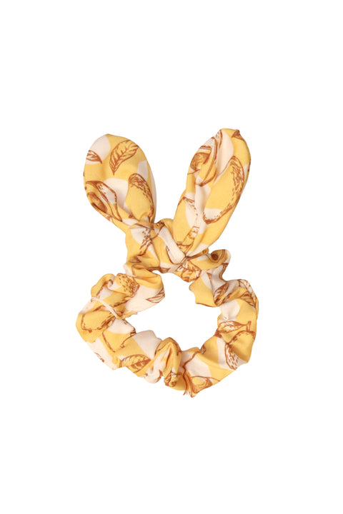 Banana Bunny Scrunchie “ Yellow Printed Bow-Tie Hair Tie