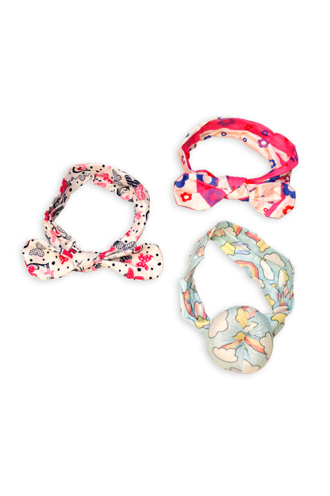 Whimsy Knots Headband Trio “ Cloud, Garden & Retro Pop Prints