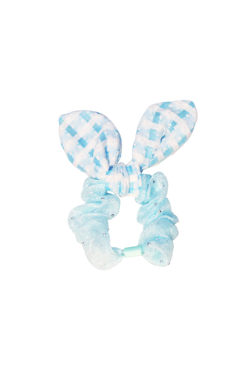 Frosted Bunny Gingham Scrunchie “ Ice Blue Sparkle