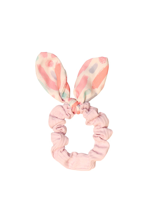 Pastel Bunny Ear Scrunchie: Soft Pink Charm With Playful Patterns