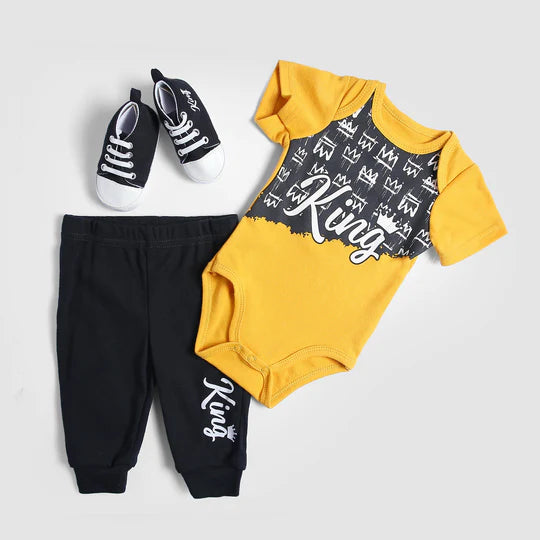 New Born King Set 3pcs Romper - Chand Tara